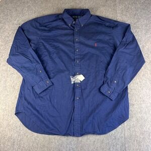 Ralph Lauren Shirt Men's 2XLT Classic Fit Navy Blue Button Down Red Pony NWT
